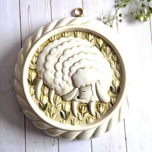 VTG 1980s Himark Gourmet Kitchen Ceramic Sheep Mold Wall Decor Country Cottage